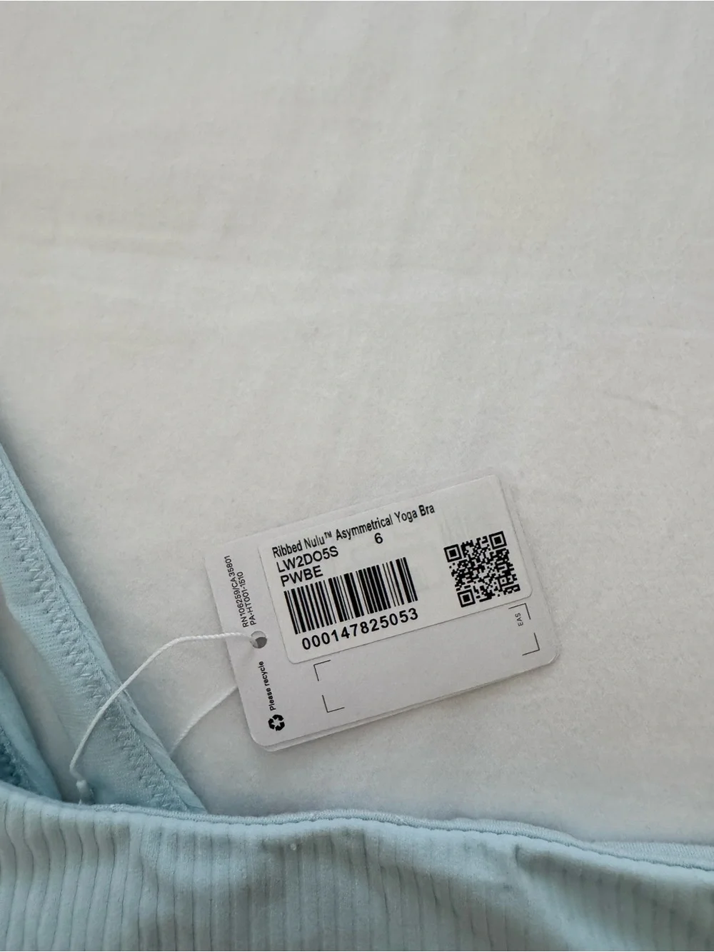 lululemon athletica Pale Blue One-Shoulder Ribbed Sports Bra